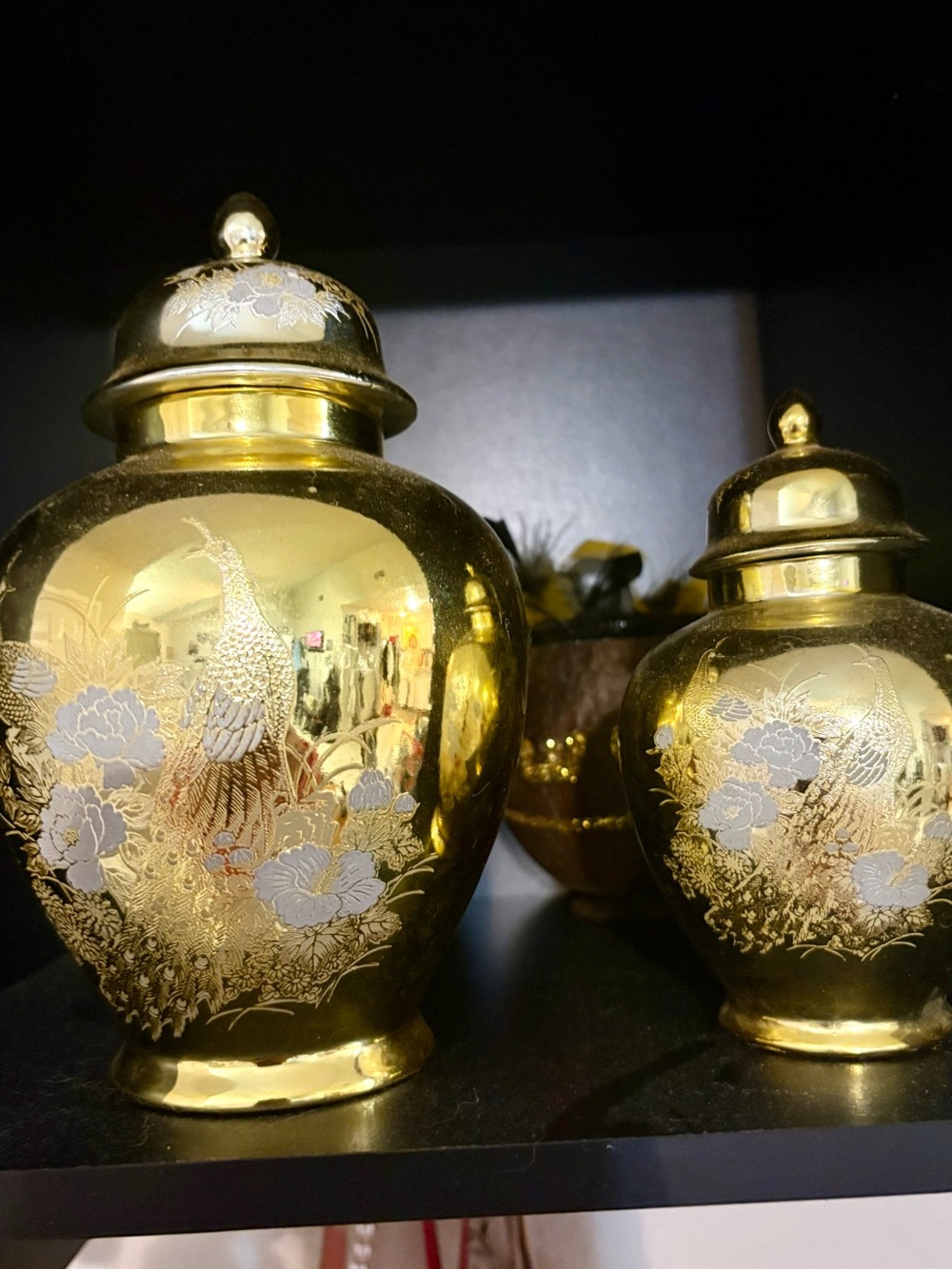 Vintage Japanese gold plated ginger jars